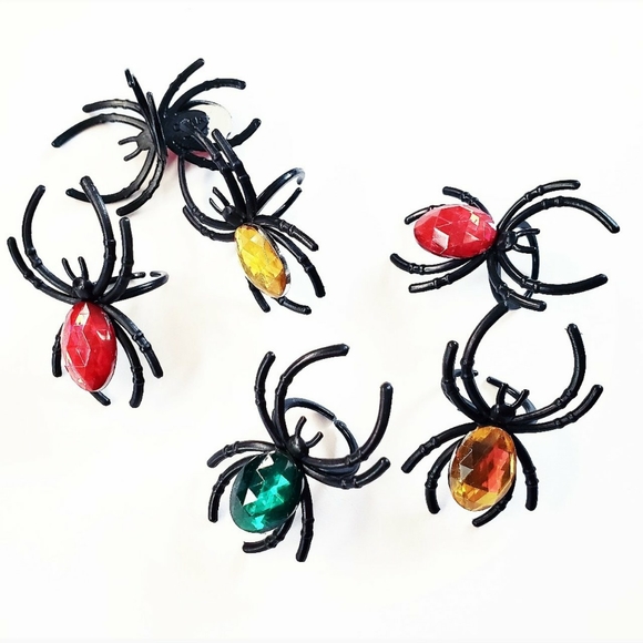 Spooky spider black gem stone halloween rings - Picture 1 of 3